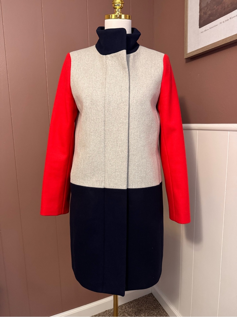 J. Crew Women’s Colorblock Wool Blend Pea Coat